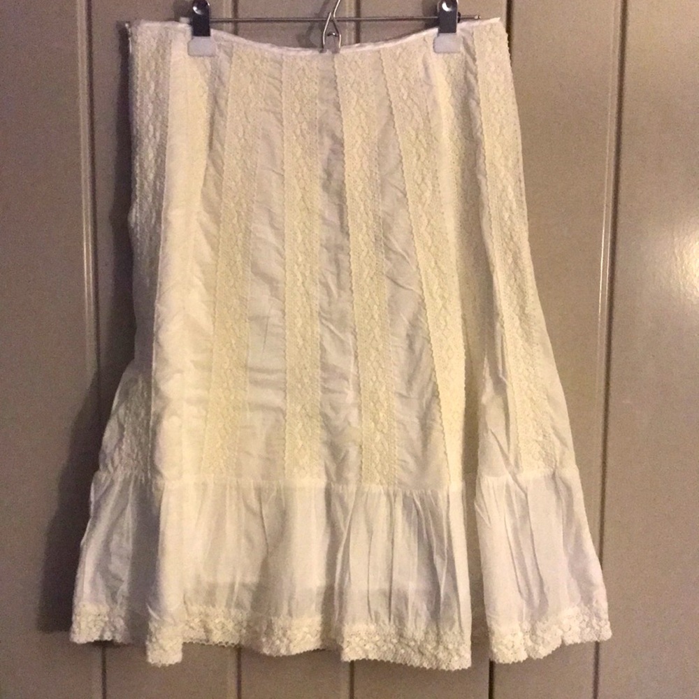 Beautiful French Dressing Lacy White Midi Skirt Size 12 Modest